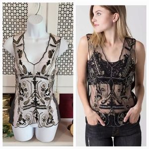 NWT Gimmicks Embellished mesh tank top